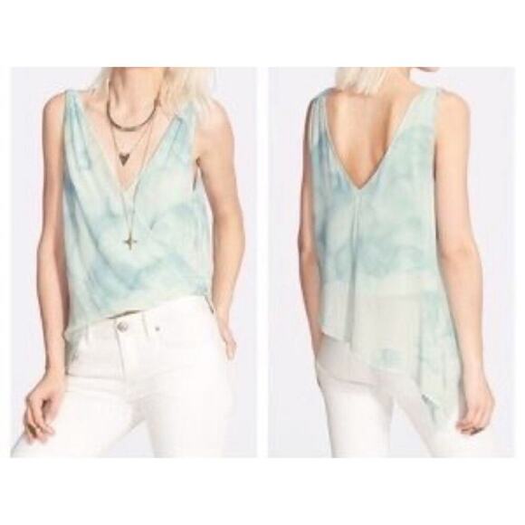 Free People Sea Wrap Tank Top Ocean Blue Chiffon Layered Asymmetrical Women's XS - Picture 2 of 11